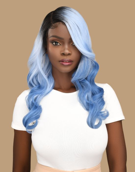 Feme Lace Wig Limited Edition Vegas Curl blue wig