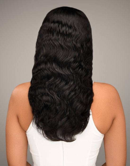 Feme 2-in-1 Human Hair Chantel half wig - back view of hair down