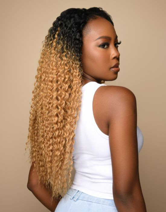 Feme Weave Jerry Bohemian curly synthetic hair extensions side view