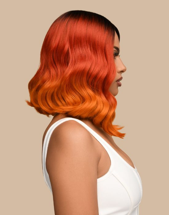 Feme Lace Wig Limited Edition Hollywood Glam fire orange bob wig