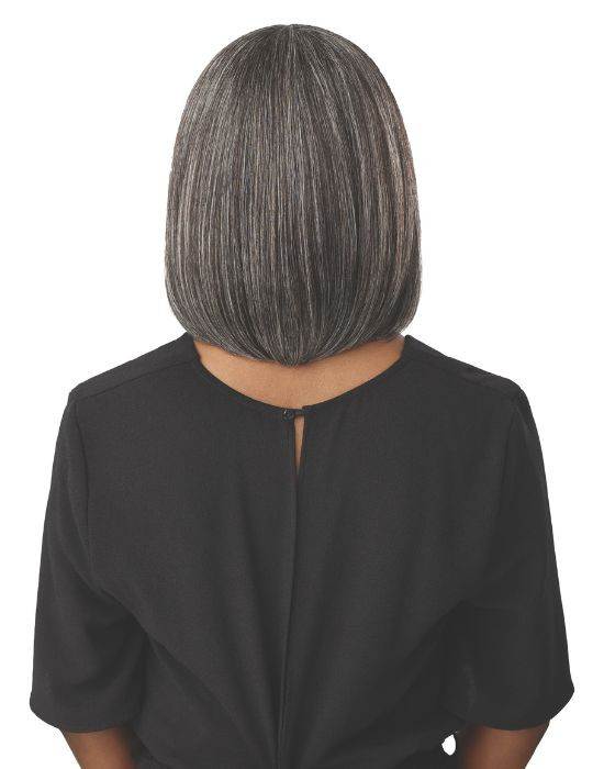 Outre Fab & Fly Grey Glamour Deria short human hair wig back view