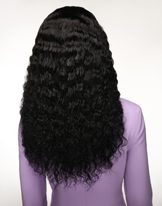 Woman wearing Feme Human Hair Weave Deep Wave