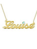 Sterling Custom Birthstone Name Necklace: Gold