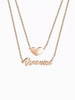 Sterling Custom Layered Heart & Name Necklace: Rose