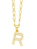Pave Oval Chain Initial Necklace - LETTER R - LAST 2!
