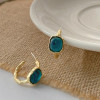 Green Stone Hoops: LAST PAIR!