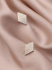 Sterling Diamond Shaped Pave Stud Earrings:  Gold Or Silver