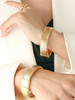 Magnetic Clasp Thick Lined Bangle: Gold Or Silver
