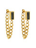 Chain Back Rectangle Stone Earrings: Black