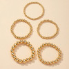 Set of 5 Gold Stretchy Beaded Bracelets