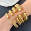 Lined Open Cuff Bangle: Gold Or Silver