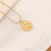 Zodiac Sign Etched Medallion Coin Necklace