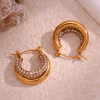 Two Row Pave Inlay Swingback Hoops