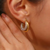 Two Row Pave Inlay Swingback Hoops