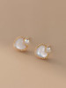 Sterling Mother Of Pearl Heart Stud Earrings: Gold Or Silver