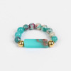 Natural Stone Beaded Stretchy Ring: Amazonite