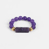 Natural Stone Beaded Stretchy Ring: Amethyst