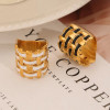 Woven Enamel Ring - White - Gold Or Silver