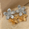 Two Flowers Earrings: Two Tone