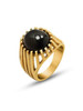 SOLD OUT! Waterproof Natural Black Stone Vintage Inspired Ring: Silver Size 8 LAST ONE!