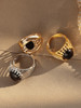 SOLD OUT! Waterproof Natural Black Stone Vintage Inspired Ring: Silver Size 8 LAST ONE!