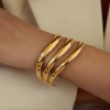 Triple Waves Golden Cuff Bracelet