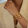 Triple Waves Golden Cuff Bracelet