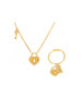 Pave Heart Lock And Key Ring Gold Or Silver