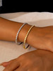 Tiny Circles Pave Inlay Hinged Bangle: Gold Or Silver