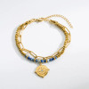 Evil Eye Medallion Natural Stone bracelet: Sodalite Stones - LAST ONE!