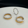 Waterproof Soft Squares Ring Set Of 2 Gold And Silver: Size 7: LAST FEW!