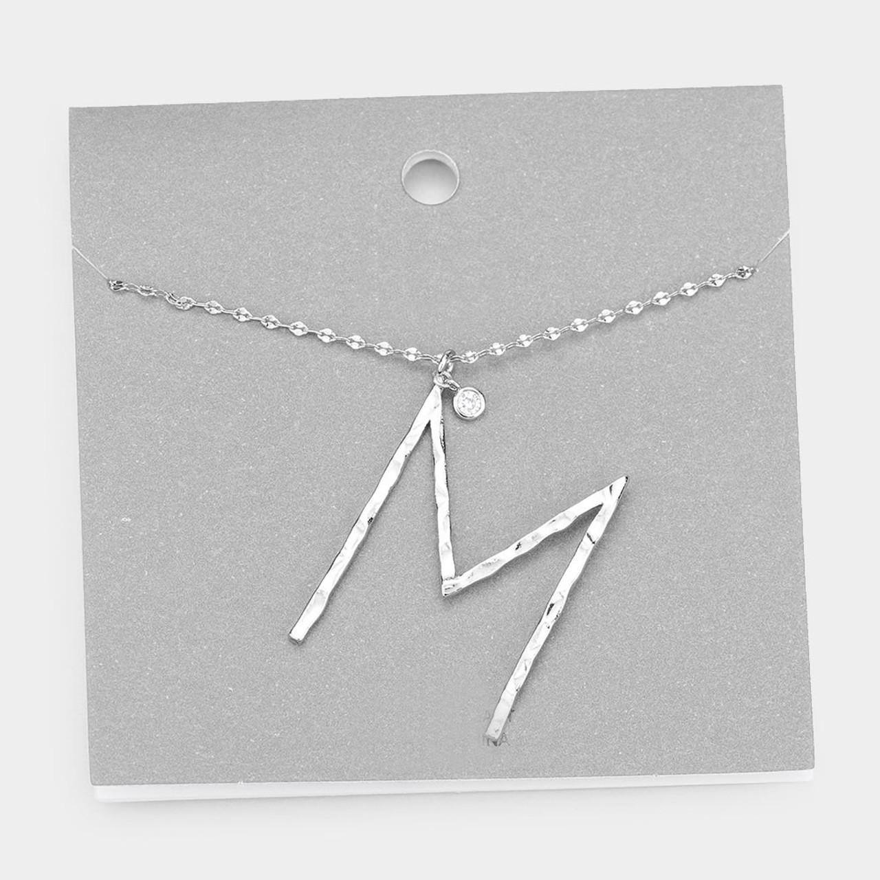 Sterling Silver Engravable Asymmetrical Initial Necklace - A | Jewlr