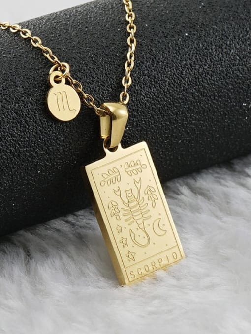 Reversible Etched Zodiac Rectangle Necklace: LAST ONES! Scorpio