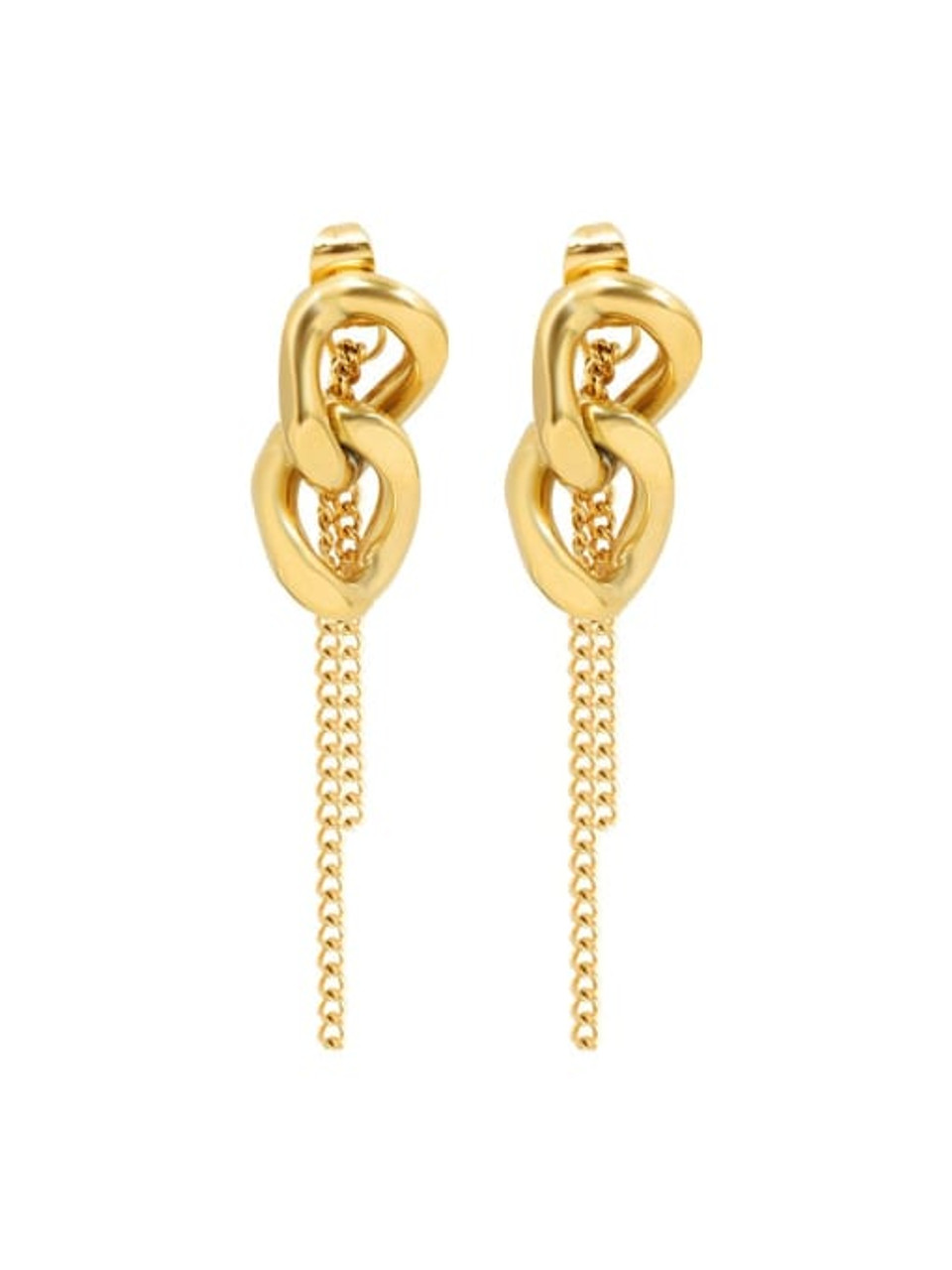 Real Gold-Plated Z Triple Sparkle Chain Earrings - Accessorize India