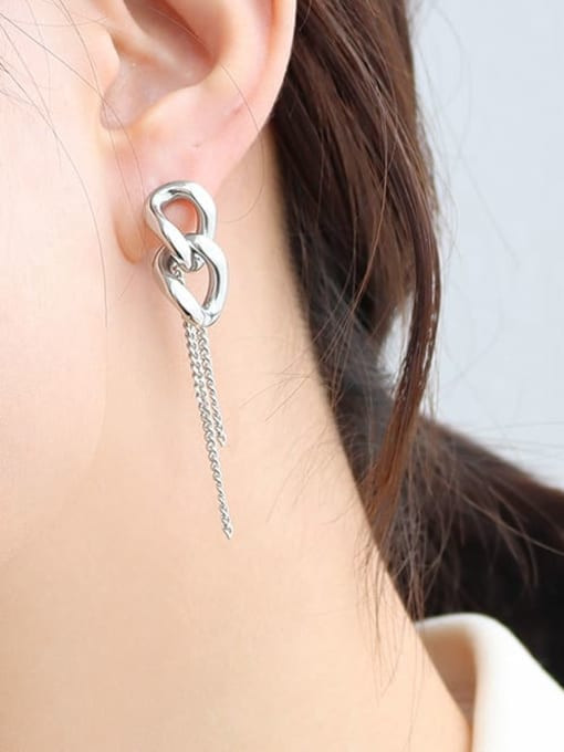 Two Links Chain Back Earrings Gold Or Silver Nissa Jewelry