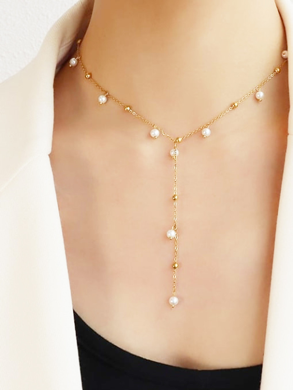 Gold Plated Or Sterling Silver Pearl Lariat Necklace By Lulu + Belle |  notonthehighstreet.com