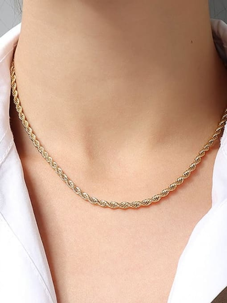 Waterproof* Rope Chain Necklace: Gold Or Silver - Nissa Jewelry