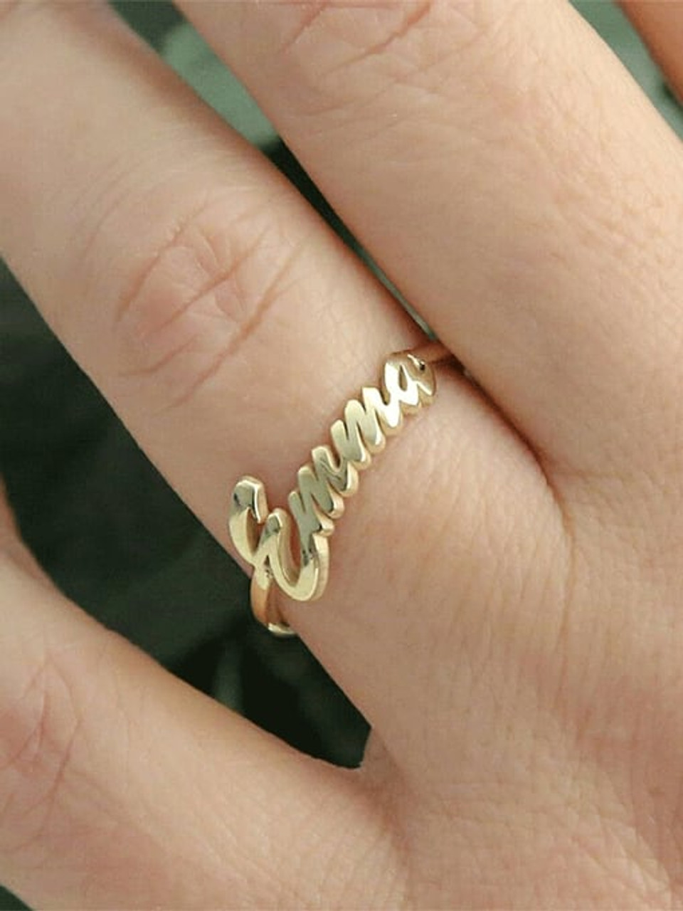 14k Solid Gold Name Ring With Natural Diamond, Personalized Name Jewelry  Gifts for Mom Daughter Grandmother, Holiday Stocking Stuffers - Etsy