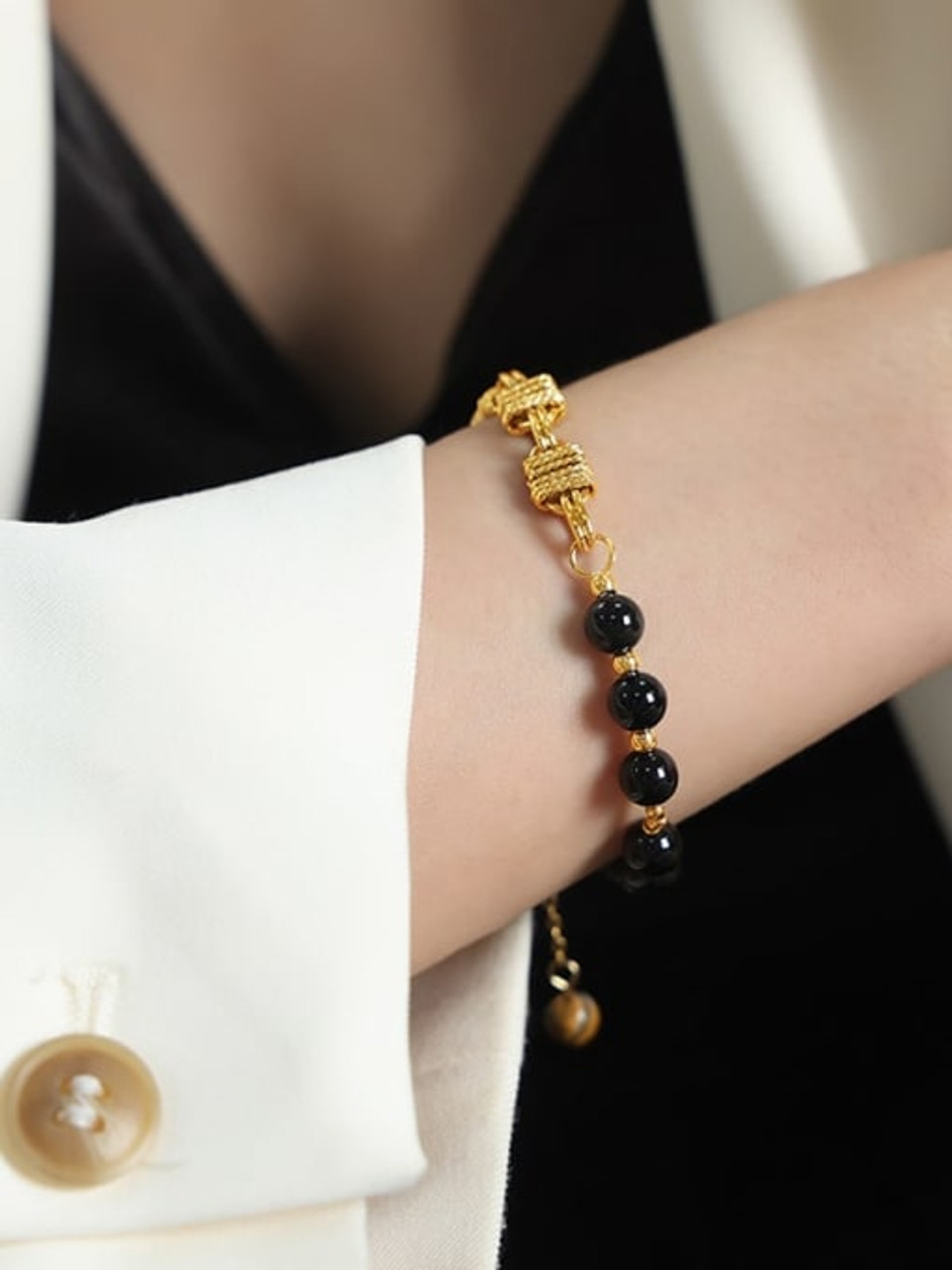 Facetted Crackled Black Agate bead bracelet MEN Stretch 10mm 7, 7.5, 8, or  8.5 | eBay