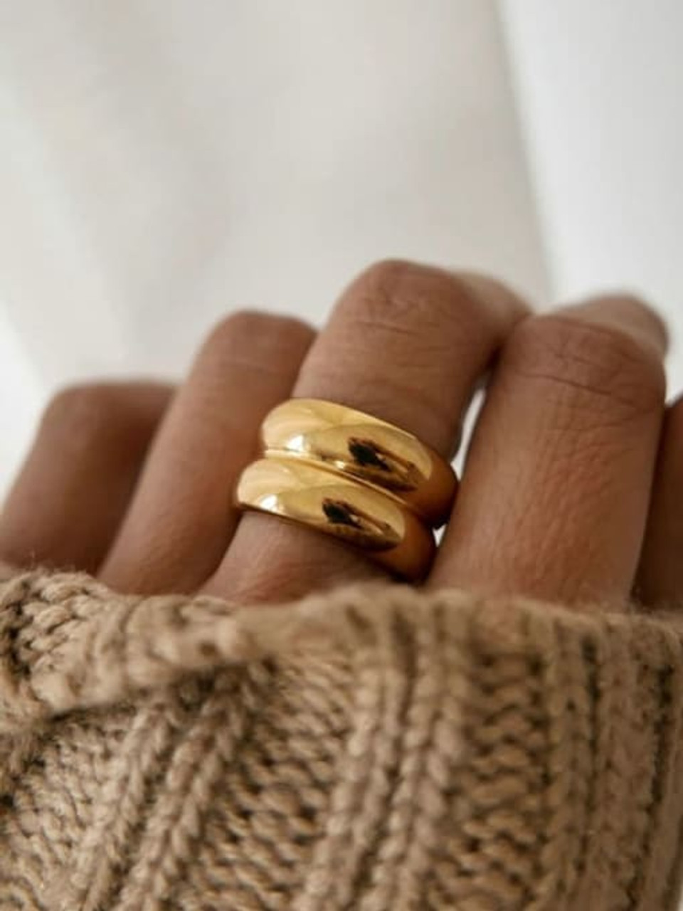 Rose Gold Leaf Double Band Ring - Lovisa