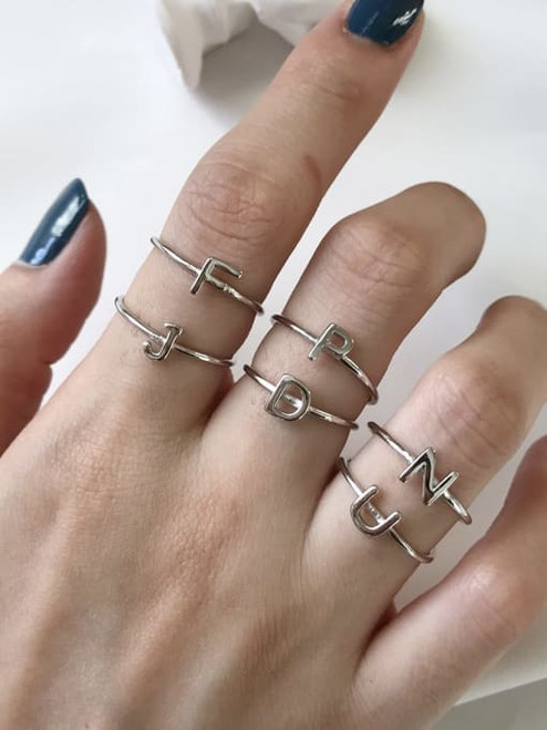 Sterling Silver Letter Ring