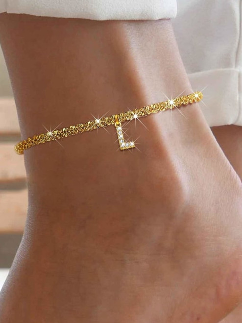 Pave Letter Anklet