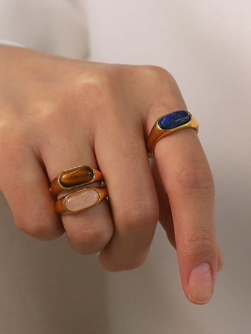 Oval Stone Ring: Lapis