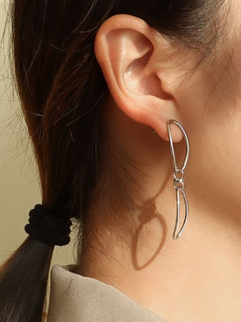 *Waterproof* Curved Links Earrings: Gold Or Silver