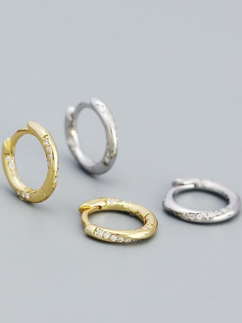 Sterling Twist Around Pave Hoops: Gold Or Silver