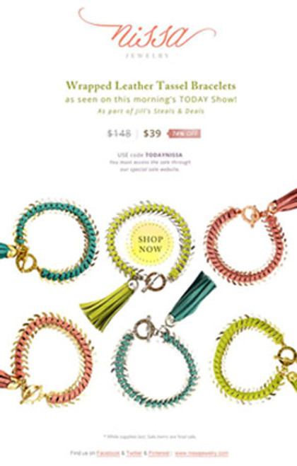 LAST ONES! Leather Wrapped Tassel Bracelet