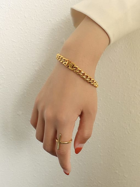 Waterproof Chain Links Bracelet: Gold Or Silver