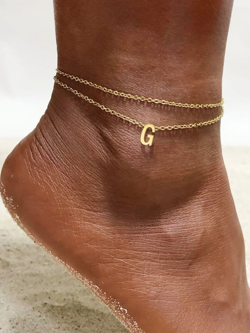 Layered Letter Anklet