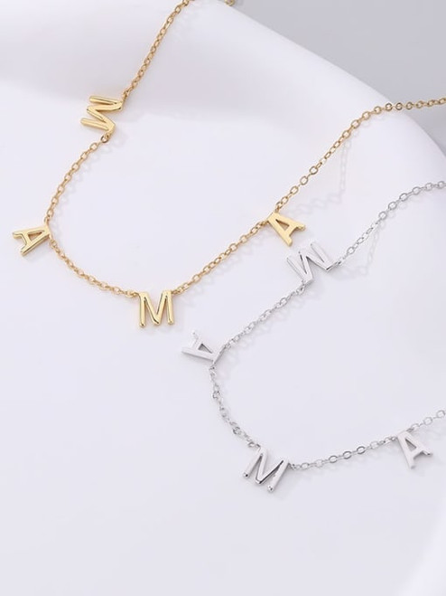 Sterling M-A-M-A Necklace: Gold Or Silver