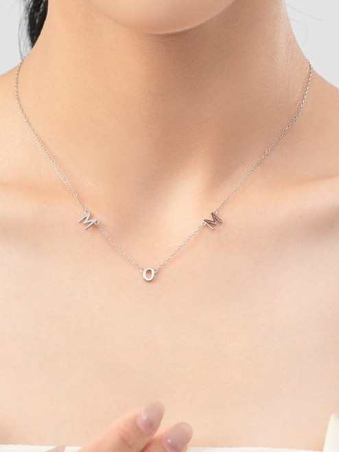 Sterling Silver M-O-M Necklace: Gold, Silver Or Rose